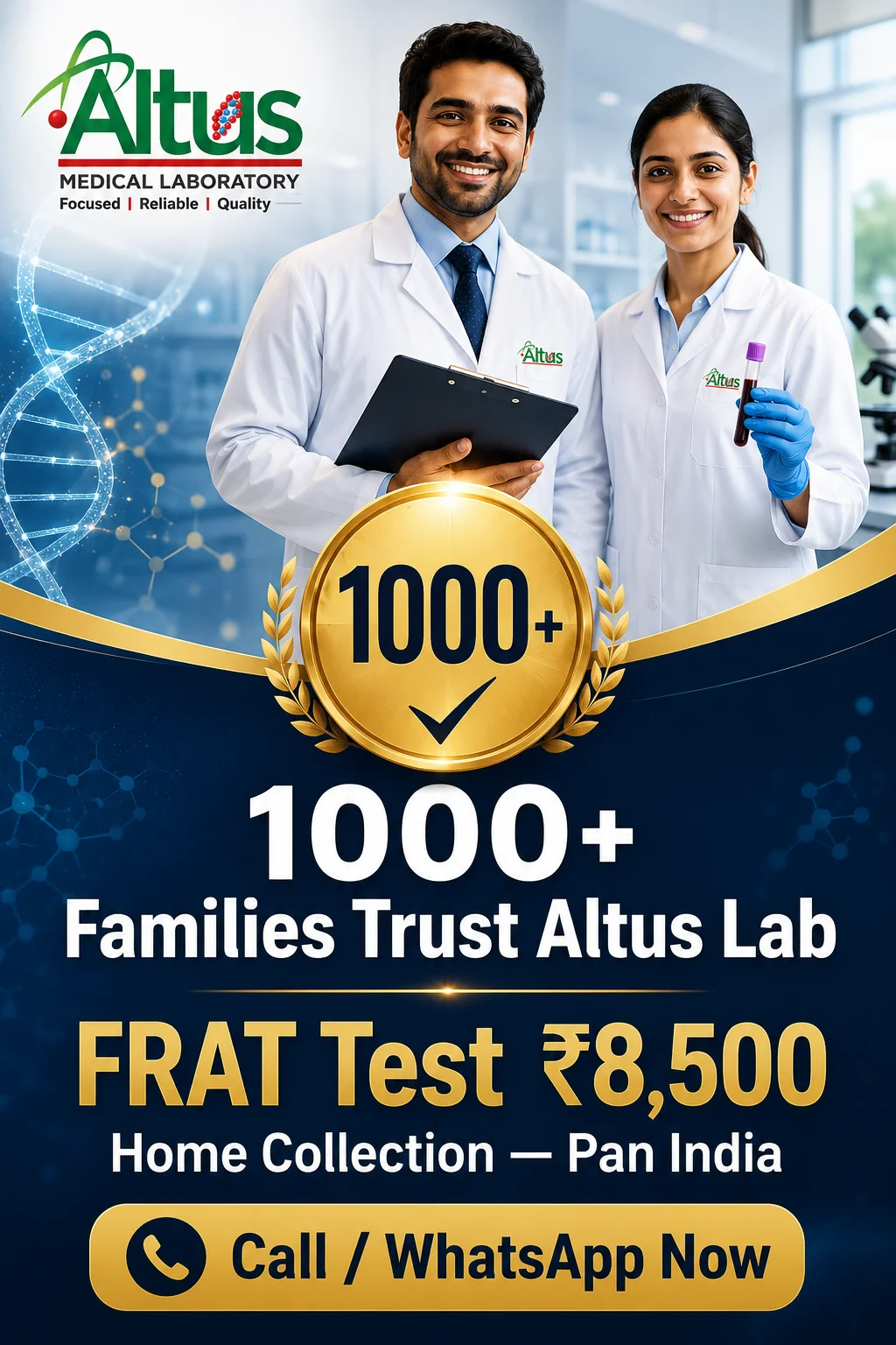 Altus Diagnostic trusted by more than 1000 FRAT Test families across India