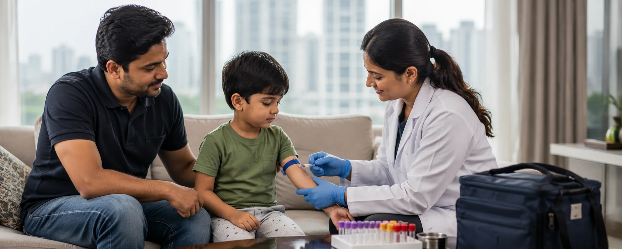 FRAT Test Mumbai home collection — Altus Diagnostic phlebotomist at patient home in Mumbai